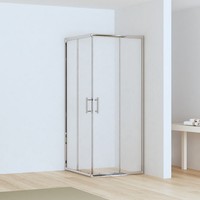 Cabine de douche d'angle moderne CHIARA EDGE-R Kamalu 90x90 hauteur réduite 170cm verre clair 6mm avec cadre en aluminium