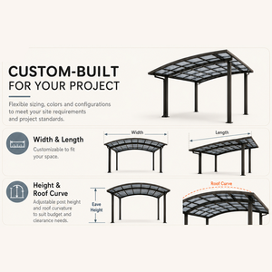 Steel Double <strong>Carport</strong> Modern Nature Outdoor Waterproof Snow Resistant Easy Assembly <strong>Custom</strong> Home Durable High Quality for Two <strong>Cars</strong> - Product Image 5