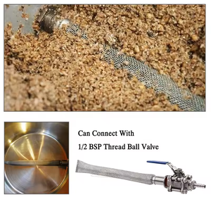 Tubo de filtro de cerveza de acero inoxidable 304 con pantalla <span class=keywords><strong>Bazooka</strong></span> de 6 ''/12" con accesorio de tubería 1/2in hembra macho NPT para elaboración de cerveza de vino en casa - Product Image 5