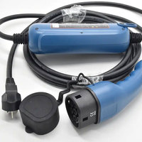 16A Mode 2 Type 2 EV Connecteur Boîtier de commande bleu Câble PVC 5M Veste en polyuréthane pour véhicules électriques Câbles d'alimentation pour la charge