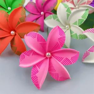 Tiare Espuma Flor com Pérola Branca, 3.3 "Ear Flor Cabelo Pick / Tahitian Gardenia, Pinwheel Tiare Hawaiian Hula Dança Flores