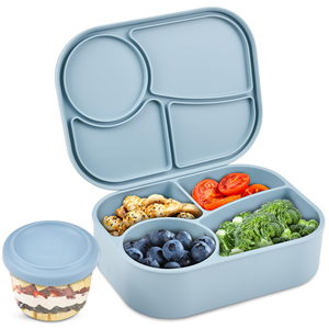 Boîte à lunch en silicone de qualité alimentaire OEM ODM, vente en gros, compatible micro-ondes, boîte de conservation fraîcheur, compartiment scellé, boîte à bento - Product Image 1