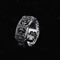 Bague ouverte ajustable en alliage, style rétro punk vintage, avec croix sculptée, bijou de doigt pour homme, idéale pour les motards