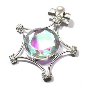 Colgante de Plata de Ley 925 con Perla de Agua Dulce y Topacio Místico Mercurio, Estilo Boho, a un Precio Razonable - Product Image 2