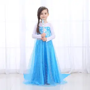 Vêtements de princesse Elsa pour fête d'enfants Halloween Vêtements de conte de fées Château Robe de jour pour enfants