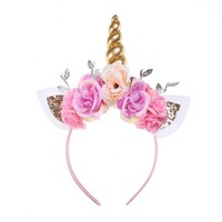 Serre-tête Licorne Mignon Personnalisé en Usine avec Couronne Florale pour Enfants Filles – Accessoire de Fête, Anniversaire, Nouvel An