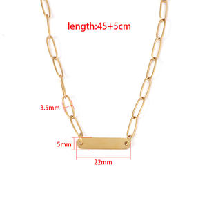 Paperclip Damen Großhandel Personalisierter Schmuck Benutzerdefiniertes Logo Schmuck Blanko Lasergravierte Schlüsselbein Lange Stabanhänger Halskette - Product Image 2