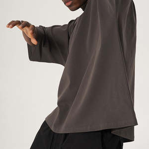 2025 t-shirt uni pour hommes chemise Dtg directe à vêtement impression 300Gsm surdimensionné haute rue porter t-shirt pour hommes hommes Boxy T-Shirts - Product Image 5