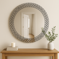 Miroir mural rond moderne Cadre tissé Miroir de salle de bain décoratif pour la décoration de la maison