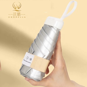 <span class=keywords><strong>Parapluie</strong></span> manuel en fer <span class=keywords><strong>haut</strong></span> <span class=keywords><strong>de</strong></span> <span class=keywords><strong>gamme</strong></span>, minimaliste, anti-UV, mini, portable, double usage soleil/pluie, six plis, argent titane pour <span class=keywords><strong>femme</strong></span> - Product Image 1