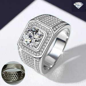 Halus Mikro Pave Zirkon 925 Perak Murni 2 Karat Cincin Pernikahan Berlian Moissanite Pria - Product Image 4