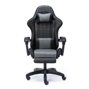 Chaises de jeu de course de siège de jeu de voiture PC avec repose-pieds noir Silla de joueur ergonomique robuste pour <span class=keywords><strong>Cyber</strong></span> Cafe - Product Image 1