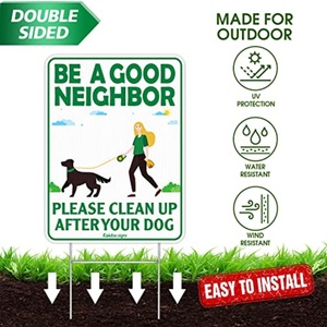 SmartSign Paquete de 4 letreros para recoger excrementos de perro (9 x 12 pulgadas) 'Por favor, sé un buen vecino y limpia después de que tu perro haga su necesidad' Material PP con estaca - Product Image 3