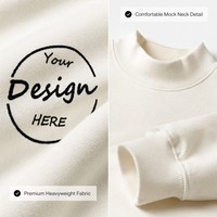 Sudadera Oversize de Cuello Alto Personalizada 2026 para Mujer, de Algodón Grueso con Parche Bordado y Forro Polar Suave con Estampado de Puntos