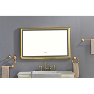 Espejo de tocador de baño DB de 48x30 pulgadas con iluminación frontal LED, forma rectangular con marco de Metal, botón táctil inteligente montado en la pared, antivaho - Product Image 4