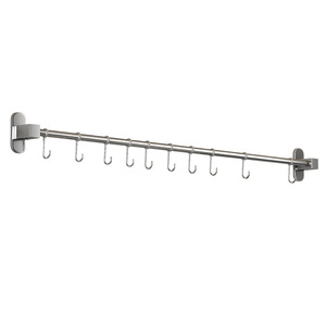 Barra colgante de cocina de acero inoxidable 304, montada en la pared con ganchos para cucharas y espátulas, organizador multifuncional - Product Image 1