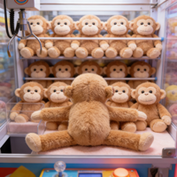 Peluches Super Douces Singe Anime 8 pouces, Jouets en Peluche Dessin Animé pour Enfants, Idéales pour Machines à Pinces