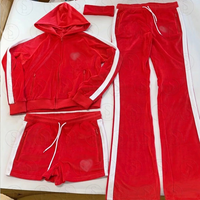Ensemble de survêtement de Noël pour femme en velours, extensible dans les quatre sens, avec veste à col montant, 2 pièces, tenue décontractée