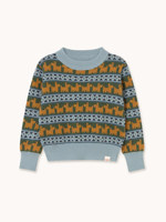 Ensemble tricoté assorti pour frères et sœurs, pull jacquard Fair Isle à motif animalier et pantalon large pour enfants, tenue assortie frère et sœur