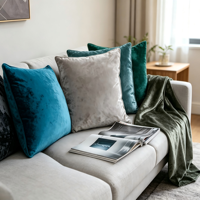 Housse de coussin moderne en velours écrasé pour salon, chambre, appartement – Design polyvalent