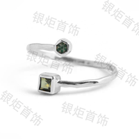LOZRUNVE Bague en argent sterling 925 plaqué or vintage réglable martelé double zircone bijoux