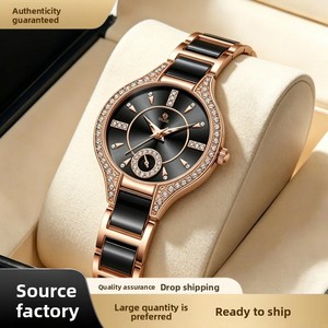 Nouvelle montre-bracelet pour femme en fausse céramique, mouvement à quartz délicat, bracelet en alliage tendance, résistante à <span class=keywords><strong>l</strong></span>'eau 30M, aiguilles romaines - Product Image 1
