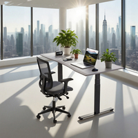 Base de Escritorio Elevable Profesional Moderna de 3 Etapas con Doble Motor, Estructura Cuadrada de Acero, Solución de Espacio de Trabajo de Alta Gama