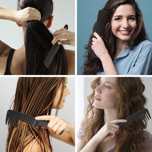 Peine de Plástico de Dientes Anchos, Tamaño Grande, Herramienta para Desenredar y Peinar el Cabello, Colores Rosa, Morado y Negro - Product Image 6