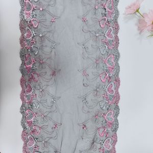 Mới đến hình trái tim màu hồng thêu ren TRIM Chất lượng cao đàn hồi Voile biên giới quần áo may Dresses Tops Bras-Bán buôn - Product Image 1