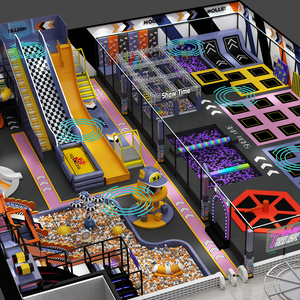 Customized Indoor Soft Playground Large Trampoline Park Equipment with Foam Pit <b>Pool</b> & <b>Slide</b> Custom Size Indoor Trampoline Park - Product Image 3