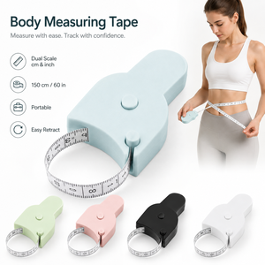 Ruban à mesurer corporel rétractable 150 cm 60 po avec double échelle et verrouillage automatique, outil <span class=keywords><strong>portable</strong></span> de suivi de la forme physique OEM - Product Image 1