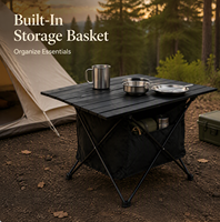 Table de camping en aluminium ultralégère à roulettes avec sac de rangement intégré, pliable, pour pique-nique en plein air, randonnée