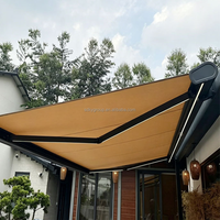 Auvent de terrasse électrique à extension automatique en alliage d'aluminium, système de protection solaire extérieur, auvent semi-cassette pour terrasse résidentielle.