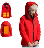 Veste d'hiver chauffante électrique pour femme, imperméable, en softshell polaire, avec col montant et fermeture éclair