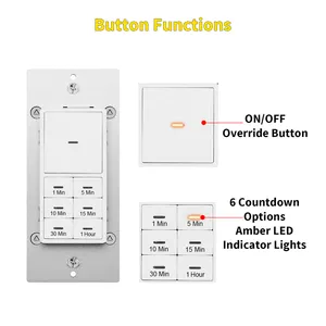 Led Timer Controller 1-5 -10-15 -30 Min And 1 Hours Push Button Countdown Light Timer For Indoor Lighting
