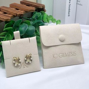 Sac à bijoux en microfibre personnalisé avec logo, offre spéciale, avec coussinet, fermeture à pression, pour bracelet, boucles d'oreilles, emballage cadeau - Product Image 1