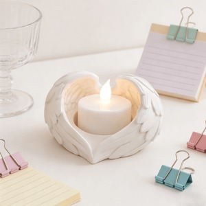 <b>Angel</b> <b>Wing</b> Heart <b>Candle</b> Holder Flameless Led Light Creative Decor For Bedroom Living Room Gift - Product Image 1