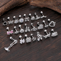 Pendientes de Acero Inoxidable con Rosca Interna y Circonita Cúbica, para Tragus y Cartílago, con Parte Trasera Plana, Joyería de Moda para Piercing, Pendientes Tipo Stud, Joyería Corporal