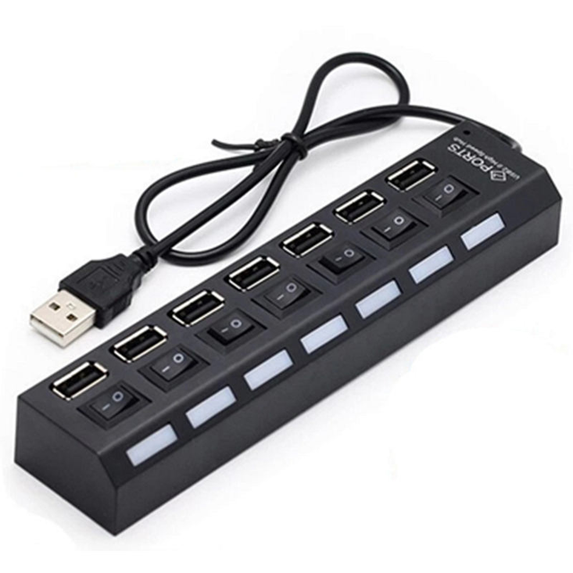 Hot Usb Hub 2 0 Splitter Multi 7 Port Multiport Hab Pc Accessories With Power Adapter for Computer Wholesale Custom 4