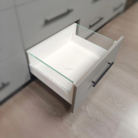 Kit de tiroirs carrés en verre et métal AODELI avec glissières télescopiques à fermeture douce et extension complète pour armoires de cuisine et de salon
