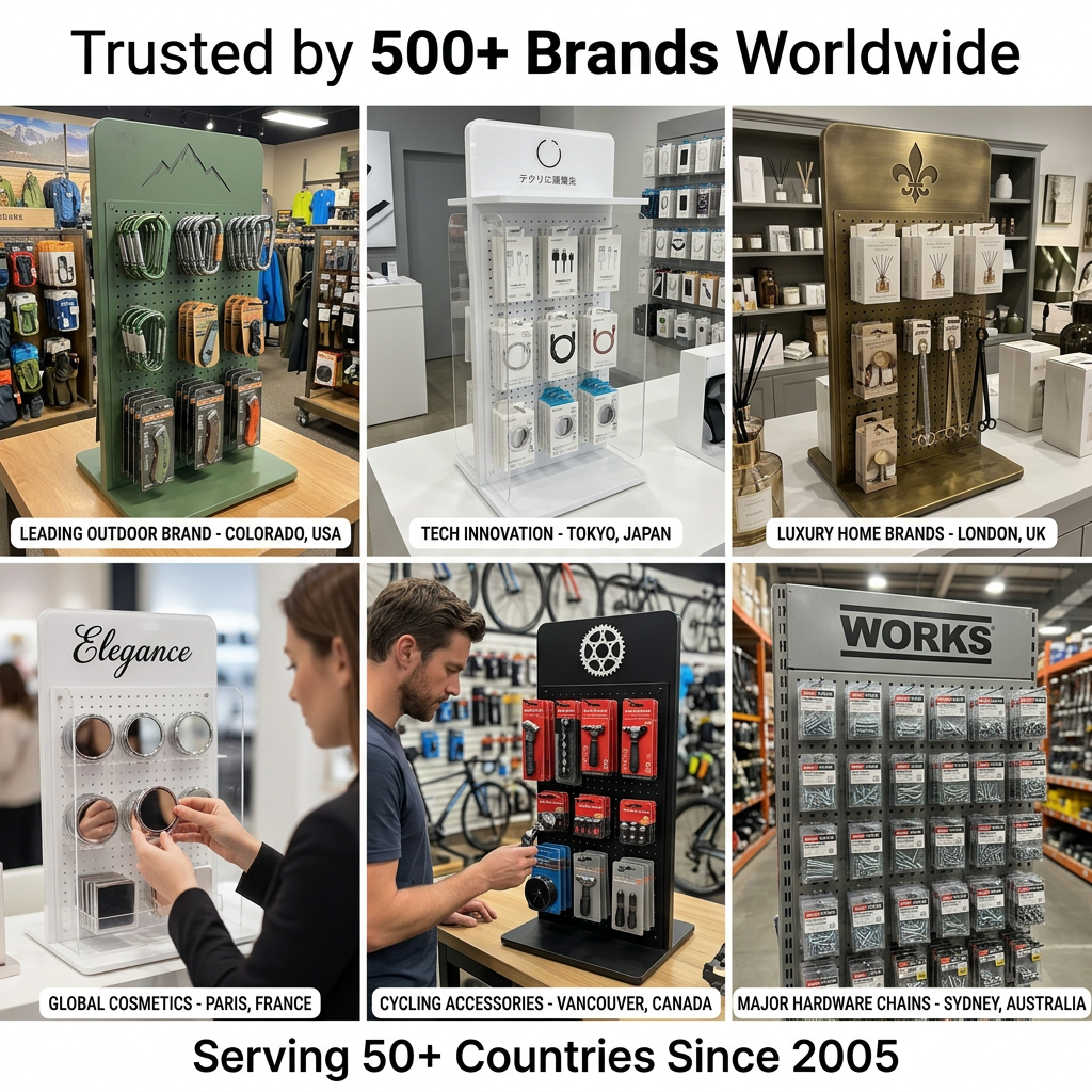 Metal Cell Phone Accessory Display Stand Pegboard Retail Rack Headphone Charging Station Aluminum POS FSDU Showcase Custom Logo — view 6