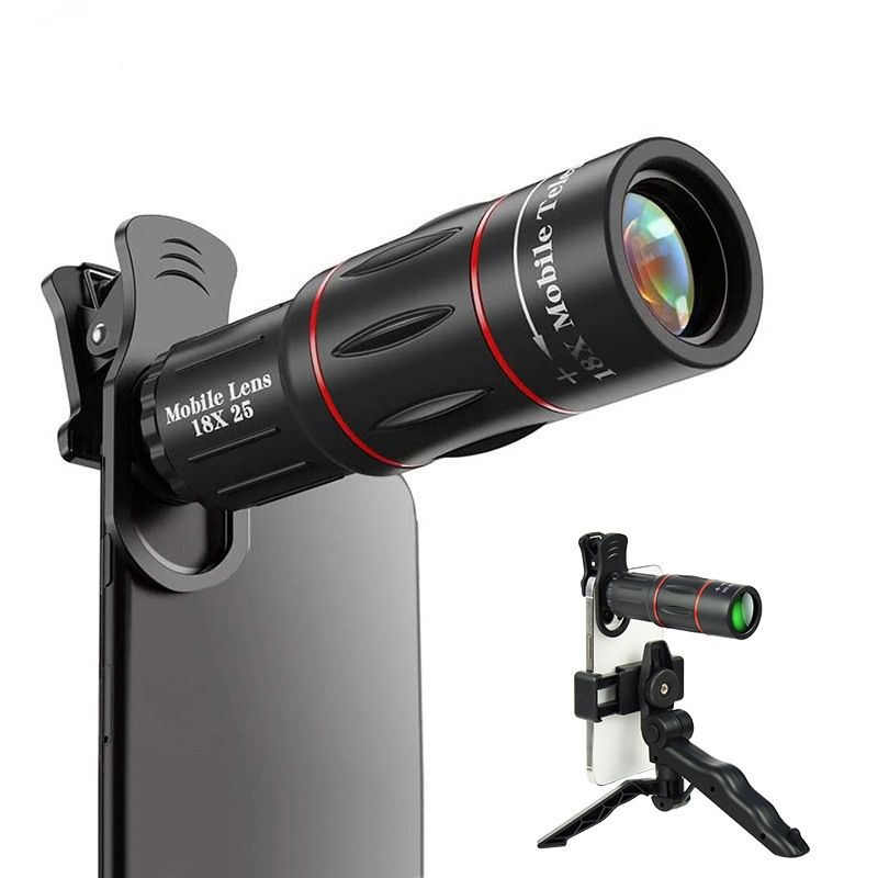 External Telephoto Mobile Phone Lens with Tripod Universal Optical Glass  Telescope 18x Mobile Phone Zoom Lens for iphone Android