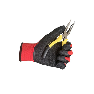 Guantes de seguridad de trabajo arrugados recubiertos de látex sumergidos con forro de algodón calibre 13 baratos para construcción - Product Image 3