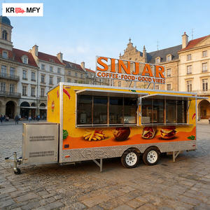 รถขายอาหารเคลื่อนที่ รถขายฮอทดอก เบอร์เกอร์ กาแฟ รถพ่วงขายอาหารแบบกำหนดเอง ซุ้มขายอาหารจานด่วน รถพ่วงไฟเบอร์กลาสสำหรับจัดงานต่างๆ - Product Image 2