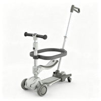 Trottinette pliable 4-en-1 pour enfants avec siège et poignée de poussée, roues lumineuses en PU avec roulements ABEC-7, cadre en aluminium moderne en PP, PA, ABS, TPR, pour les 1-8 ans