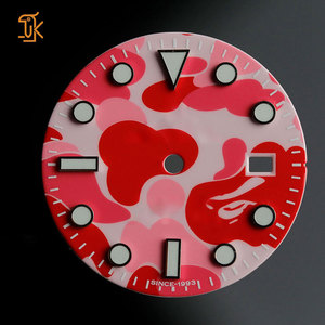 Tùy chỉnh đồng hồ quay số nhà sản xuất 28mm màu đỏ cam siêu sáng phù hợp nh34 nh35 tự động chuyển động đồng hồ quay số sửa đổi các bộ phận sản xuất - Product Image 1