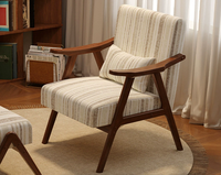 Ensemble de fauteuils de loisirs rétro en bois massif, fauteuils rembourrés pour hôtels, cafés, salons