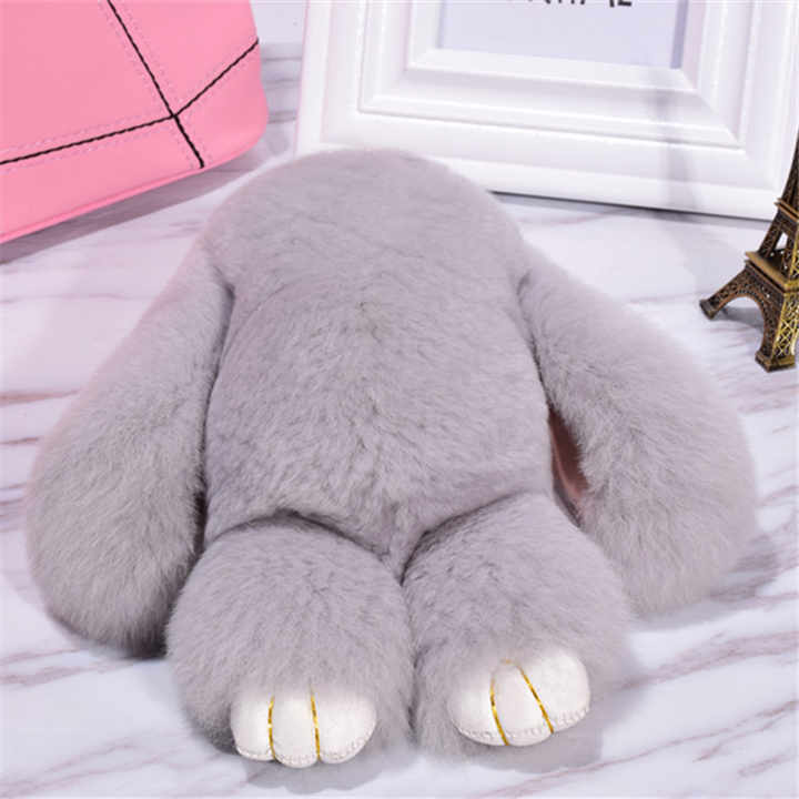 Factory Wholesale Cute Bunny Plush fur Real Rex Keyring Pendant ...