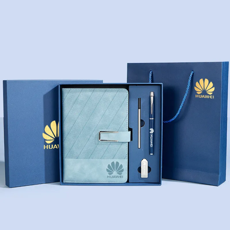 Business gift set A5 notebook pen with 16GB USB flash drive products customized gift set logo manufacturers wholesale