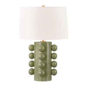 Blue & White Watercolor Dot Ceramic Sphere Modern Table Lamp | Playful Artisan Lighting for Hotel Feature Space & Living Room - Product Image 3